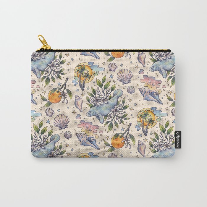 Orange Blossom Manatee | Ocean Nature Art Carry All Pouch Gallery Image 1