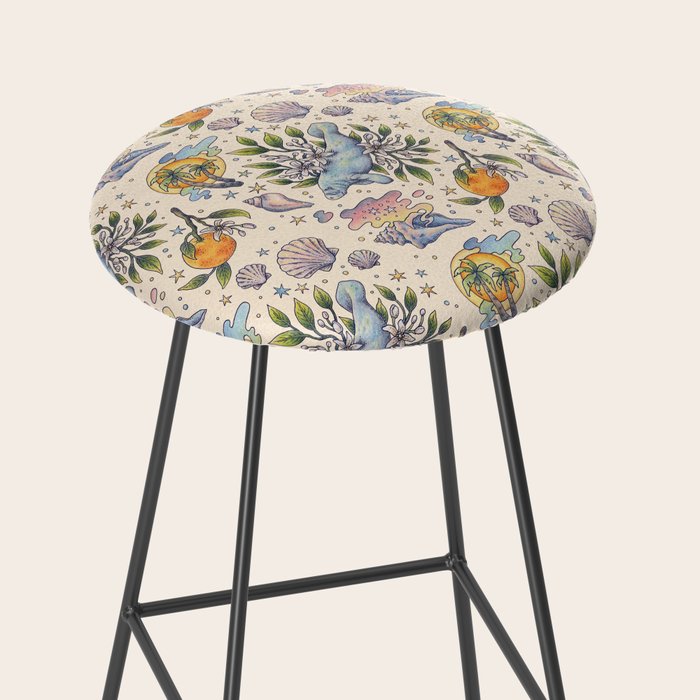 Orange Blossom Manatee | Ocean Nature Art Stool Gallery Image 2