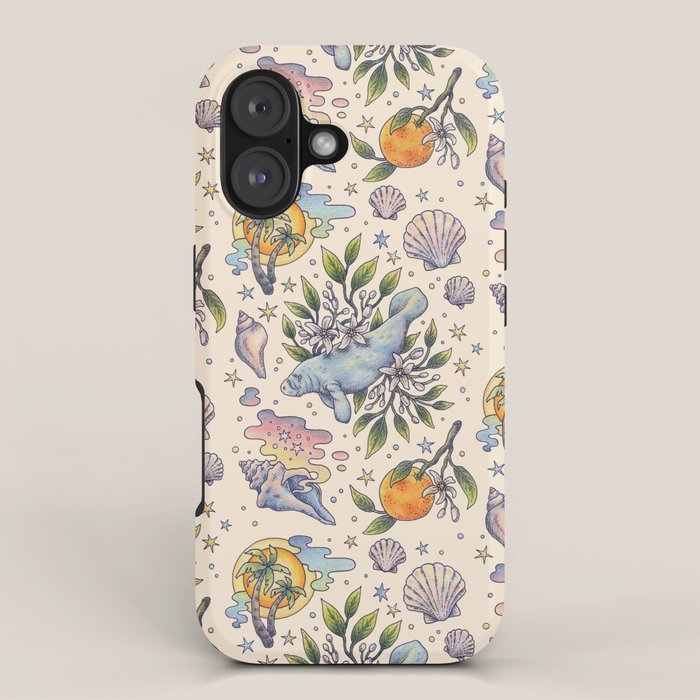 Orange Blossom Manatee | Ocean Nature Art iPhone Case Gallery Image 1