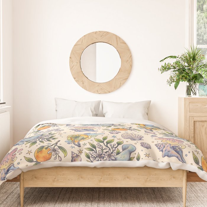 Orange Blossom Manatee | Ocean Nature Art Duvet Cover Gallery Image 3
