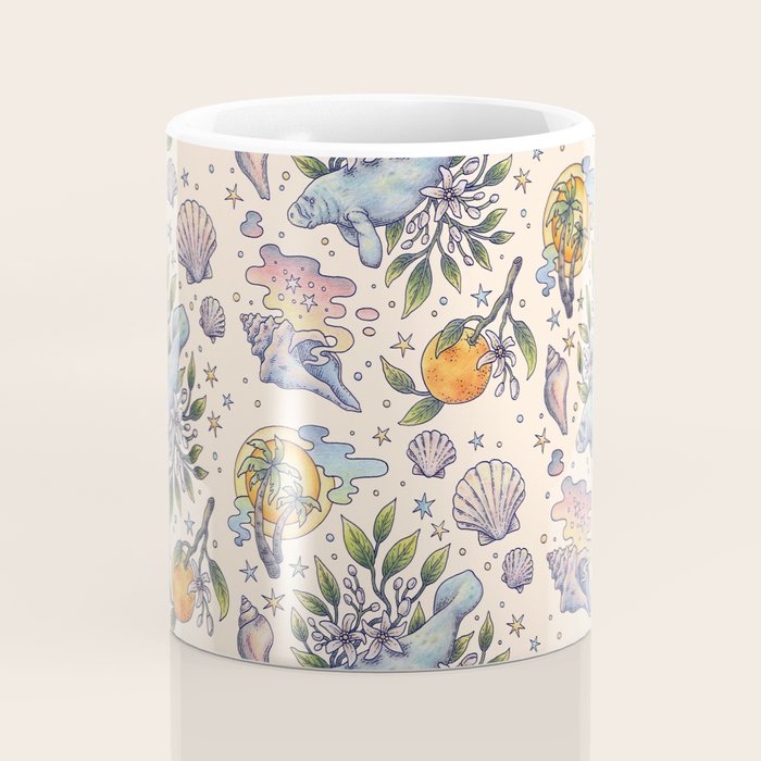 Orange Blossom Manatee | Ocean Nature Art Coffee Mug Gallery Image 4