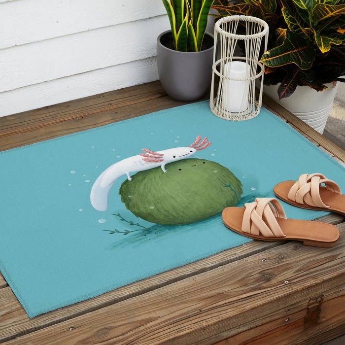 Axolotl on a Mossball Outdoor Rug Gallery Image 2