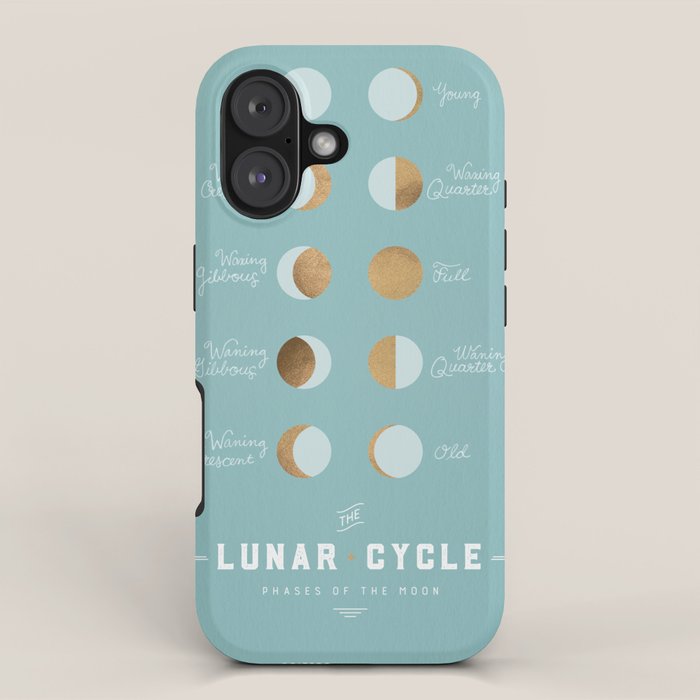 The Lunar Cycle â¢ Phases of the Moon â Copper & Robin's Egg Blue Palette iPhone Case Gallery Image 1