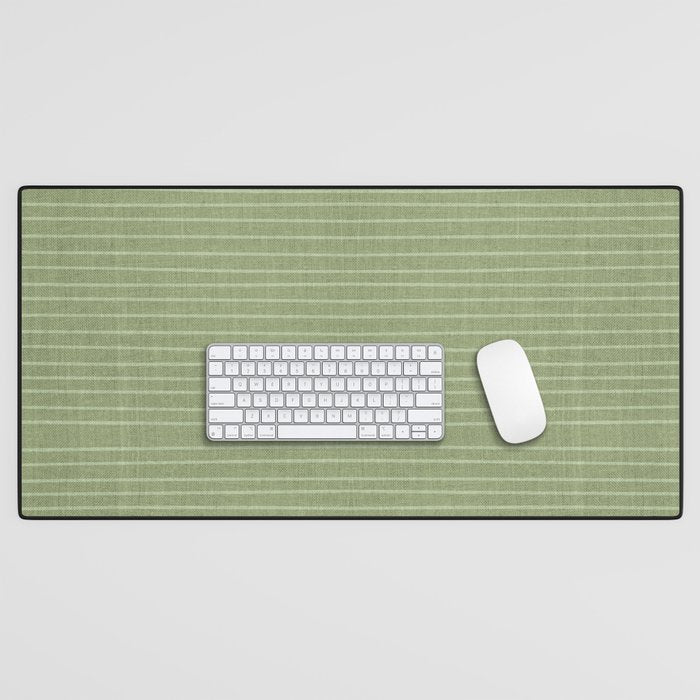Minimal, Line Art, Stripes, Sage Green Desk Mat Gallery Image 1