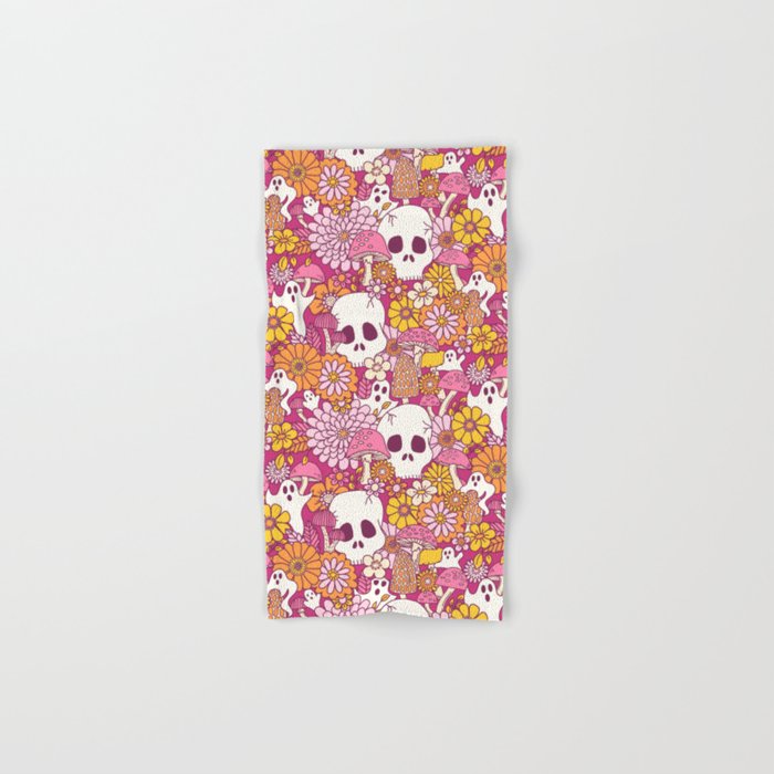 Spooky Mushroom Garden - Fuchsia Bath Towel Gallery Image 1
