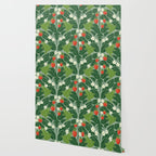 Frogs And Wild Strawberries On Pale Green Wallpaper Gallery Image 2