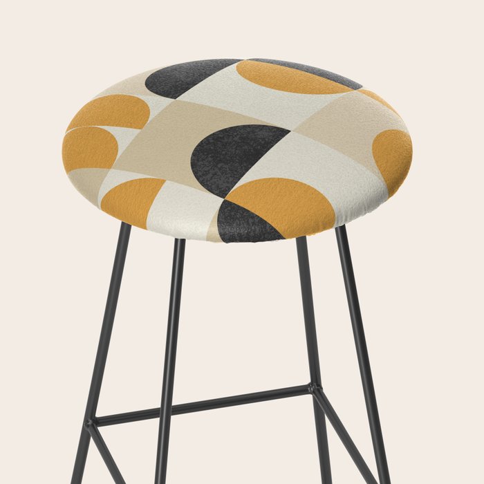 Mid century modern halfmoon pattern Stool Gallery Image 2