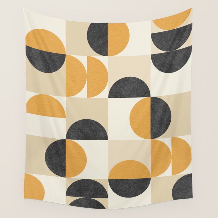 Mid century modern halfmoon pattern Wall Tapestry Gallery Image 1