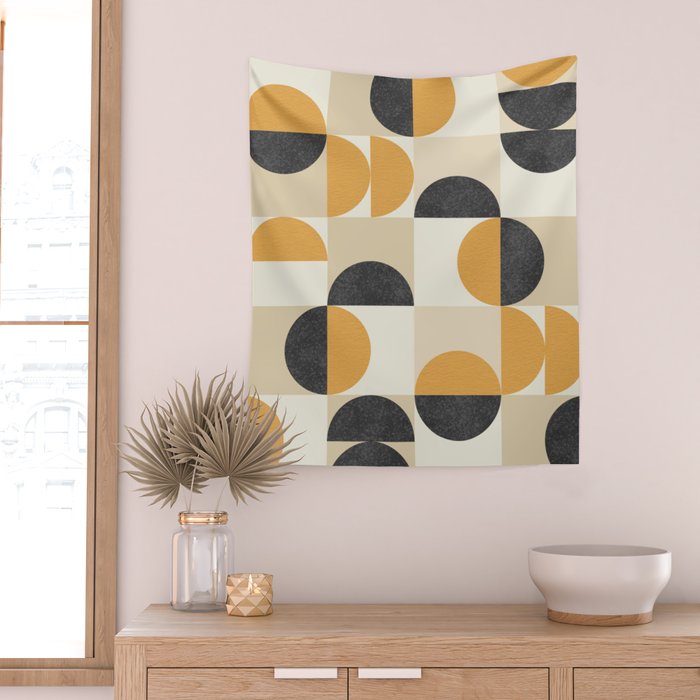 Mid century modern halfmoon pattern Wall Tapestry Gallery Image 2
