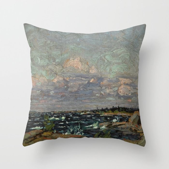 Tom Thomson Windy Day- Rough Weather in the Islands 1914. Canadian Landscape Artist Throw Pillow Gallery Image 1