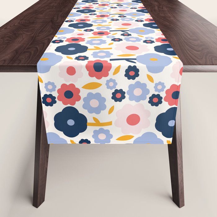 Big colorful flowers pattern Table Runner Gallery Image 1