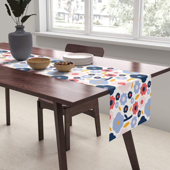 Big colorful flowers pattern Table Runner Gallery Image 2
