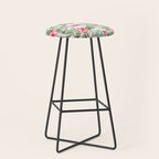Watercolor Tropical Leaves Flowers Flamingo Cockatoo Stool Gallery Image 1