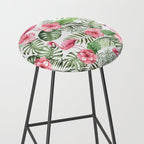 Watercolor Tropical Leaves Flowers Flamingo Cockatoo Stool Gallery Image 2