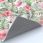 Watercolor Tropical Leaves Flowers Flamingo Cockatoo Rug Gallery Image 4