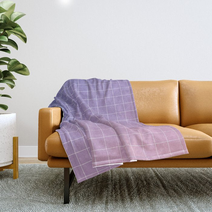 purple / pink - grid Throw Blanket Gallery Image 1