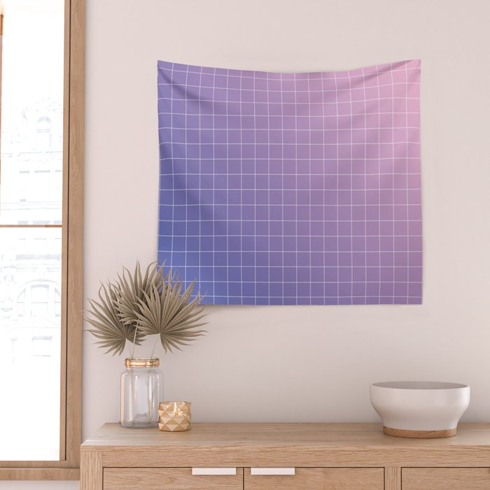 purple / pink - grid Wall Tapestry Gallery Image 2