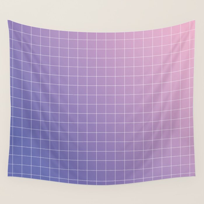 purple / pink - grid Wall Tapestry Gallery Image 1