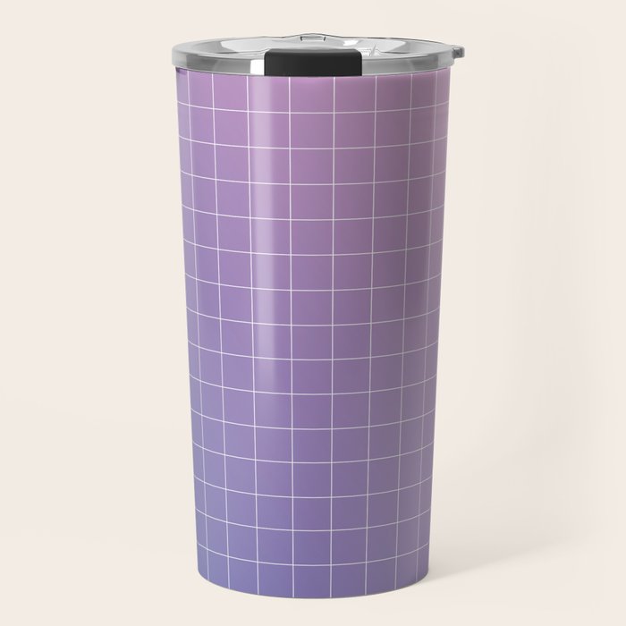 purple / pink - grid Travel Mug Gallery Image 1
