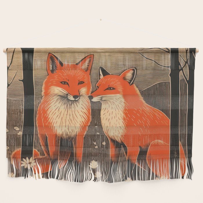 Autumn Forest Fox Pair Wall Hanging Gallery Image 1