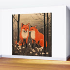 Autumn Forest Fox Pair Wall Mural Gallery Image 2