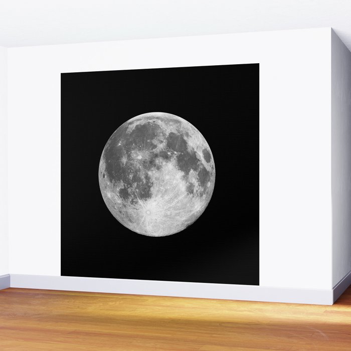 Full Moon print black-white photograph new lunar eclipse poster bedroom home wall decor Wall Mural Gallery Image 2
