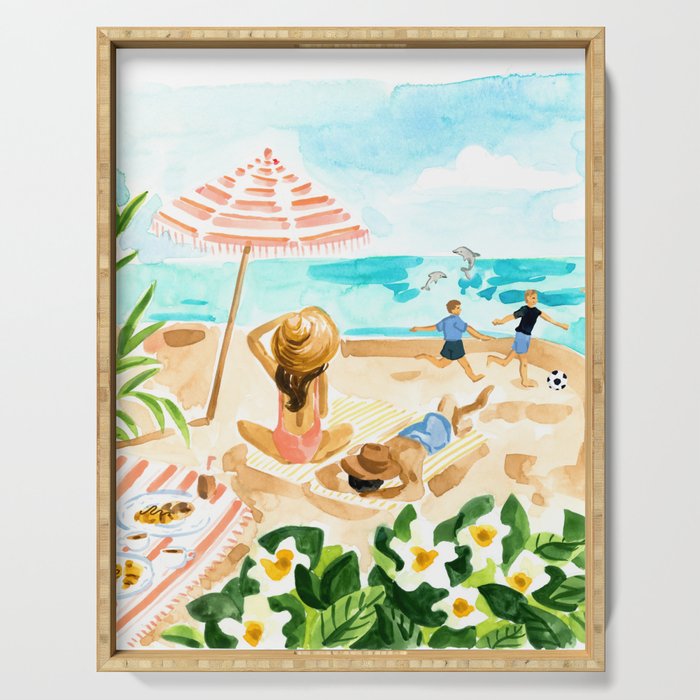 Family at the Beach Serving Tray Gallery Image 1