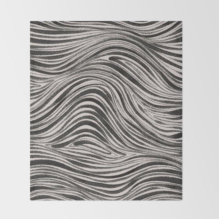 Black & White Irregular Lines Throw Blanket Gallery Image 2