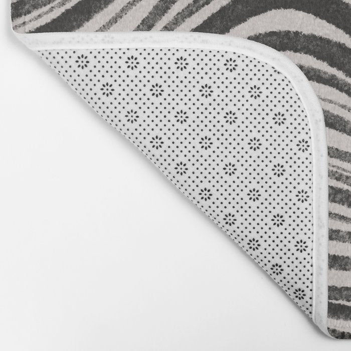 Black & White Irregular Lines Bath Mat Gallery Image 2
