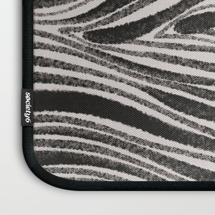 Black & White Irregular Lines Laptop Sleeve Gallery Image 3