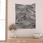 Black & White Irregular Lines Wall Tapestry Gallery Image 2