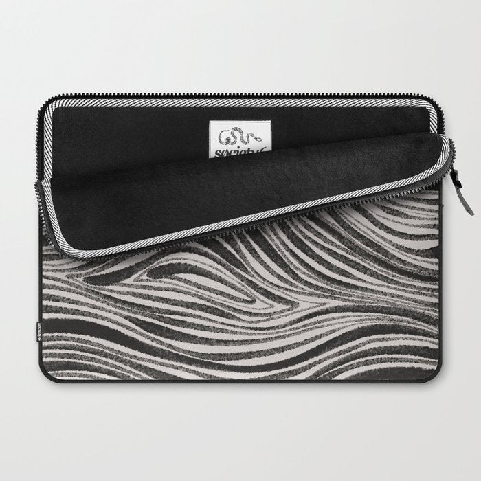 Black & White Irregular Lines Laptop Sleeve Gallery Image 2