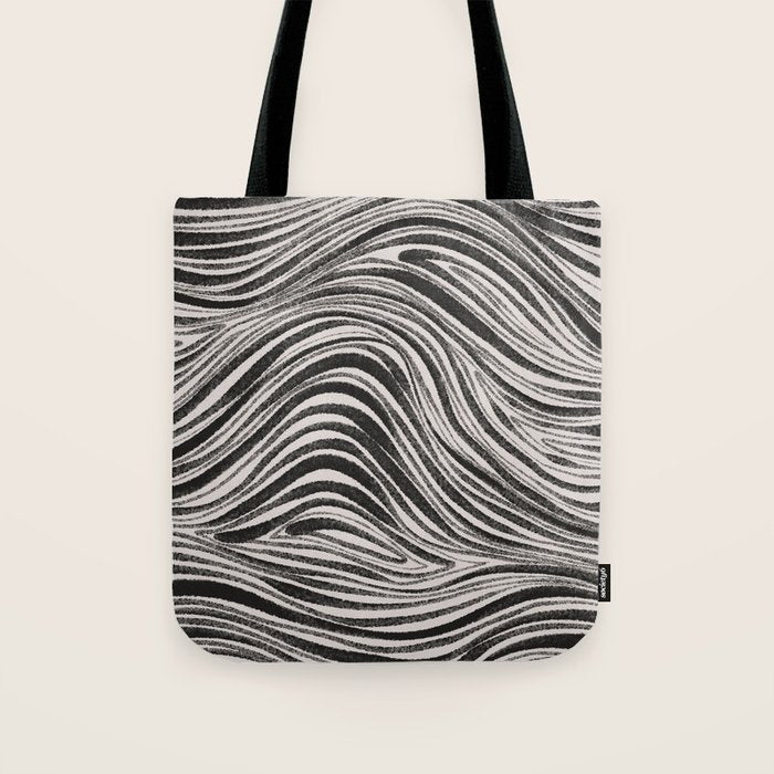 Black & White Irregular Lines Tote Bag Gallery Image 1