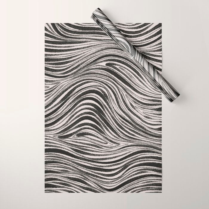 Black & White Irregular Lines Wrapping Paper Gallery Image 1