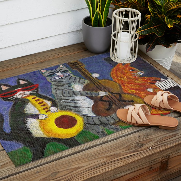 Jazz Cats Outdoor Rug Gallery Image 2