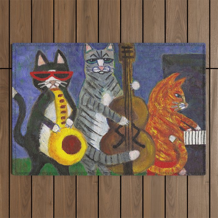 Jazz Cats Outdoor Rug Gallery Image 1