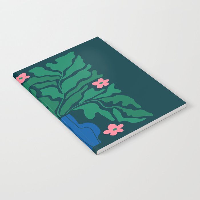 Summer Bloom: Pine Green Leaves & Pink Poppies Notebook Gallery Image 2