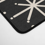 Twinkling Mid Century Modern Starburst Pattern Black and Cream Desk Mat Gallery Image 4