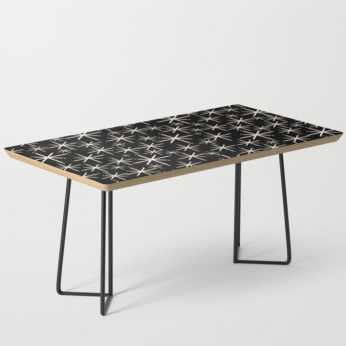 Twinkling Mid Century Modern Starburst Pattern Black and Cream Coffee Table Gallery Image 1