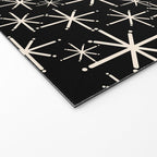 Twinkling Mid Century Modern Starburst Pattern Black and Cream Welcome Mat Gallery Image 2