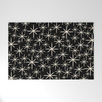 Twinkling Mid Century Modern Starburst Pattern Black and Cream Welcome Mat Gallery Image 1