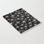 Twinkling Mid Century Modern Starburst Pattern Black and Cream Notebook Gallery Image 2