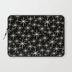 Twinkling Mid Century Modern Starburst Pattern Black and Cream Laptop Sleeve Gallery Image 1