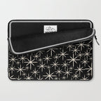 Twinkling Mid Century Modern Starburst Pattern Black and Cream Laptop Sleeve Gallery Image 2