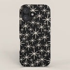 Twinkling Mid Century Modern Starburst Pattern Black and Cream iPhone Case Gallery Image 1