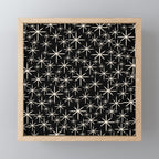 Twinkling Mid Century Modern Starburst Pattern Black and Cream Mini Art Print Gallery Image 1