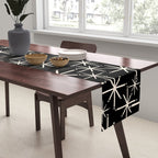 Twinkling Mid Century Modern Starburst Pattern Black and Cream Table Runner Gallery Image 2