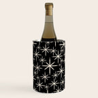Twinkling Mid Century Modern Starburst Pattern Black and Cream Wine Chiller Gallery Image 1