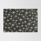 Twinkling Mid Century Modern Starburst Pattern Black and Cream Rug Gallery Image 2
