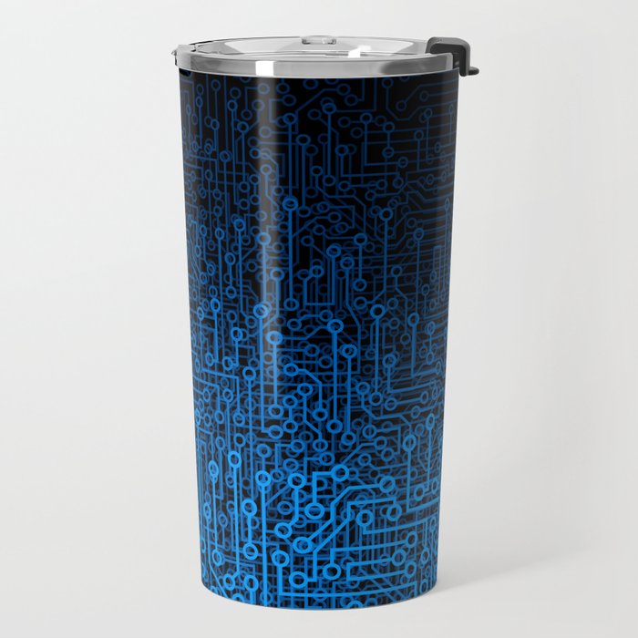 Reboot III BLUE Computer Circuit Board Pattern Travel Mug Gallery Image 2